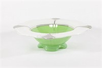 Art Deco Indiana Green Glass Lotus Design Bowl