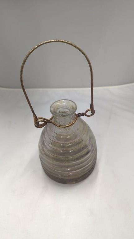 Small Vintage Clear Glass Insect Trap