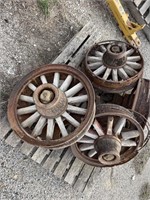 Lot of 4 Antique Wooden Spoke Wagon Wheels
