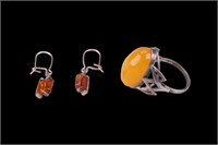 Sterling Silver Amber Vintage Jewelry