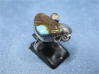 Navajo Sterling Turquoise Ring Stamped & Signed