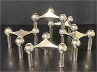 5 MCM Fritz Nagel Modular Candle Holders Chrome