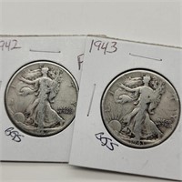 1942 & 1943 WALKING LIBERTY HALF DOLLARS