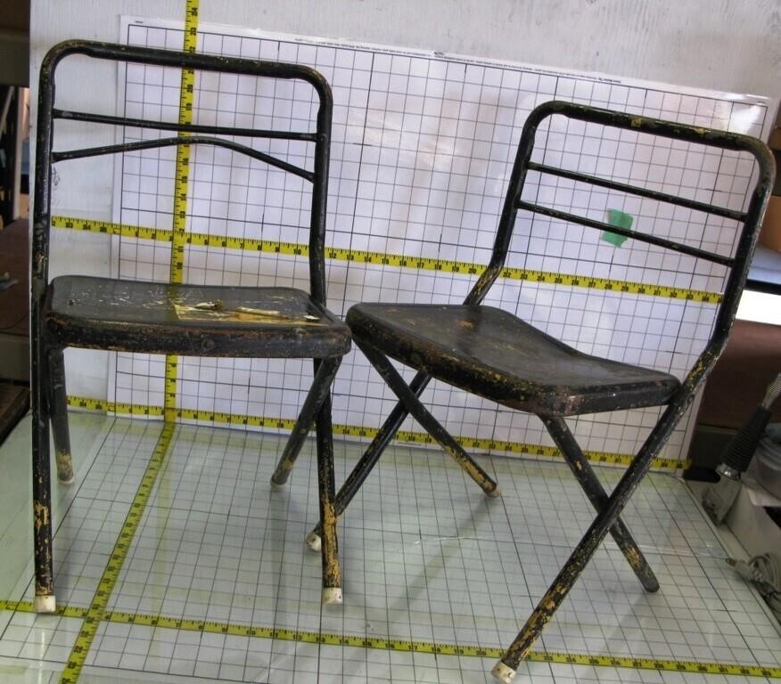 Vintage Children's Metal Folding Chairs