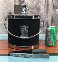 Chrome detail ice bucket w/ tongs