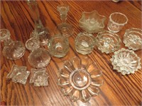 Lot of Glass and Crystal Candle Sticks and Votives