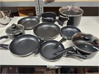 9 ASSORTED POTS AND PANS