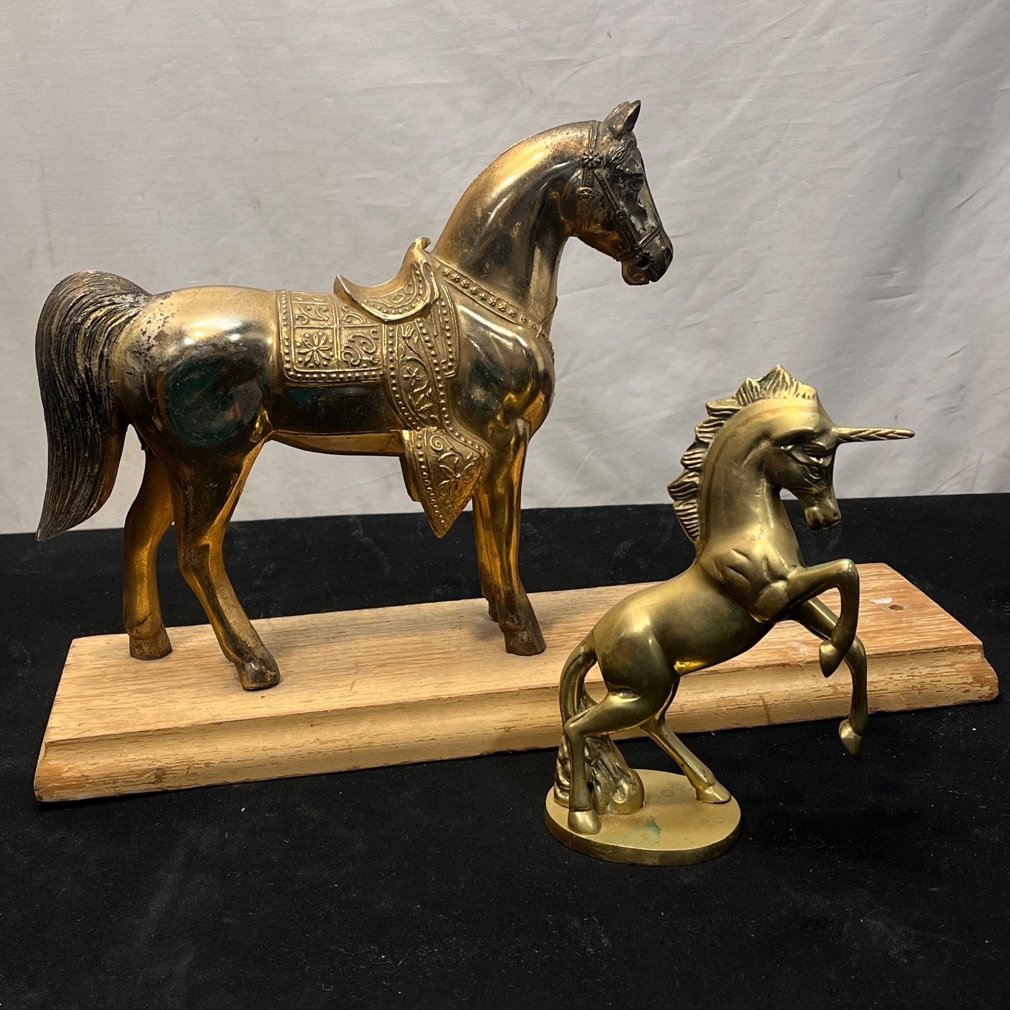 Brass Toned Horse & Unicorn Figures