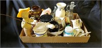 Glass ducks, jars , mugs and boy figurine