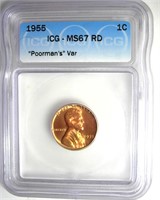 1955 Cent ICG MS67 RD "Poorman's" Var