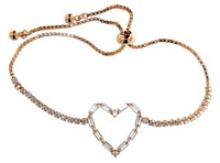 Rose Gold Baguette Heart Bolo Bracelet