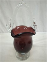 canberry and clear glass basket