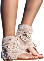 [Size : 43] PLAZRU Flat Tassel Gladiator Sandals f