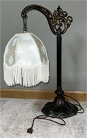 Vintage Bridge Table Lamp with Fringe Shade