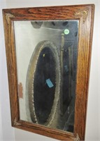 Mirror in oak wood vertical rectangle frame