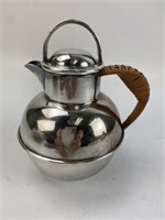 E.G. Webster & Sons Silverplate Teapot w Rattan