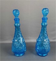 Pair of Rossini Empoli Blue Decanter Glass
