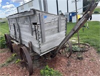 antique steel wheeled wood wagon