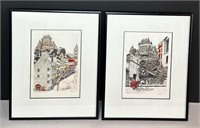 Two Hand Coloured Quebec Prints