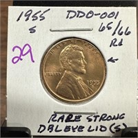 1955-S WHEAT PENNY CENT DDO-001 DOUBLED