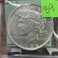 1922-D PEACE SILVER DOLLAR HIGH GRADE