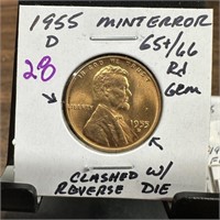 1955-D WHEAT PENNY CENT MULT ERRORS