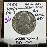 1955-D/D/D JEFFERSON NICKEL RPM/ DOUBLE DIE