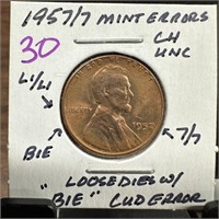 1957/7 WHEAT PENNY CENT LOOSE DIES / "BIE"