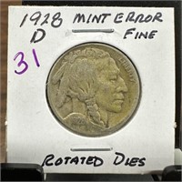 1928-D BUFFALO NICKEL ROTATED DIES