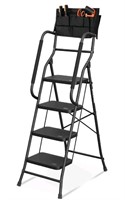 SPIEEK 4 Step Ladder with Handrails Folding Step S