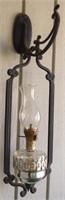17" Long Wrought Iron Oil Lamp Wall Mount