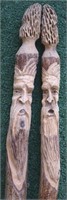 (2) 61" JLM Carved Mt Man &Mushroom Walking Sticks
