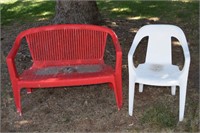 Plastic Red & White Lawn Furniture