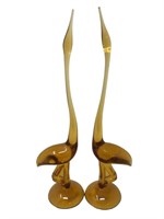 MCM Viking epic amber long neck Heron bird figures
