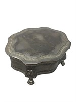 Silver plated lion footed trinket vanity box