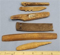 Lot of 6, fossilized ivory or bone St. Lawrence Is