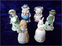 Group of 6 Whimsical Porcelain Bells