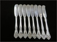 (8X) 7.05 OZ CHATEAU ROSE STERLING BUTTER KNIVES