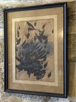Vintage Abstract Original Art, Framed and Matted