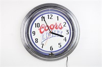 Vintage Coors Light Neon Clock Works