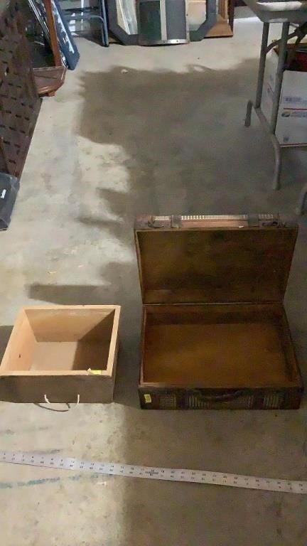 Wood box, train station suitcase