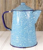 Blue & White Enamel Coffeepot