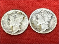 1927 & 1928 Mercury Silver Dimes