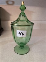 Green apothecary jar glassware