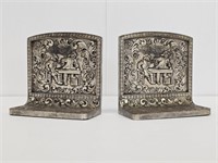 PAIR OF SILVERPLATE BOOKENDS - T" T X 5" W X 2.5"