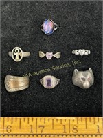 (7) sterling rings sizes 7, 7.25, 6, 6.75, 4.5,