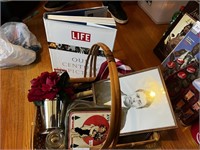 LIFE BOOK AND BASKET OF COLLECTIBLES