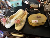CERAMIC BALLET SHOES AND TRINKET BOX