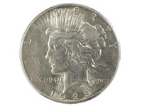 1928 Peace Dollar Key Date PCGS AU58, Nice Coin