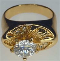 Gemstone gold tone ring size 10